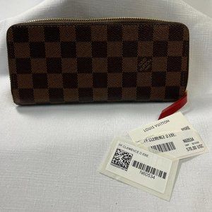 LOUIS VUITTON Damier Ebene Clemence Wallet Cherry